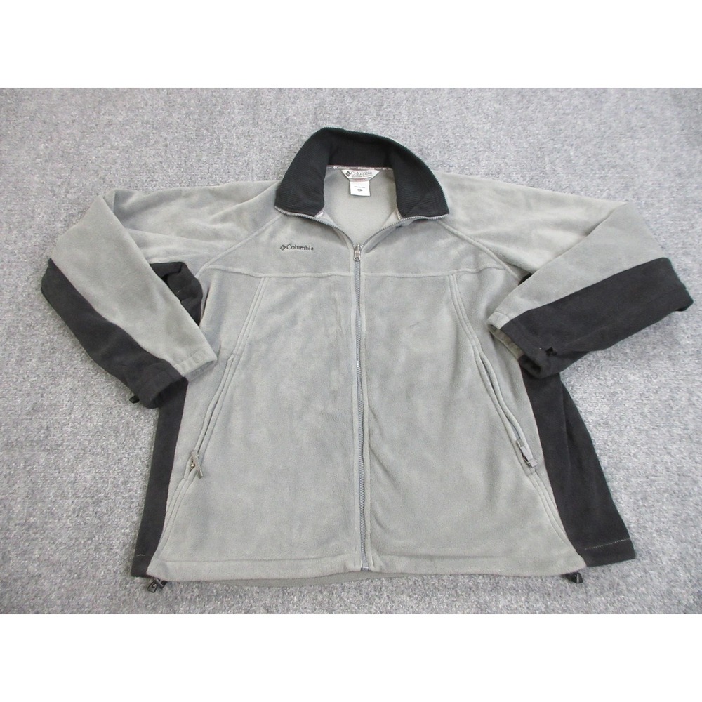 Columbia Jacket Mens Large Gray Fleece Zip Vertex Windbreaker Outdoor Hiking